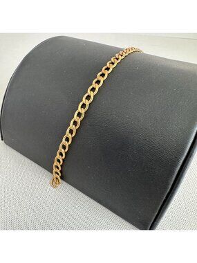 12K Gold Filled Curb Link Chain Bracelet Spring Ring Clasp 7"